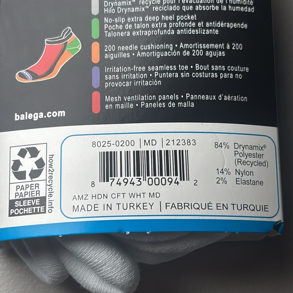 Balega White Hidden Comfort Socks size - Picture 6 of 6